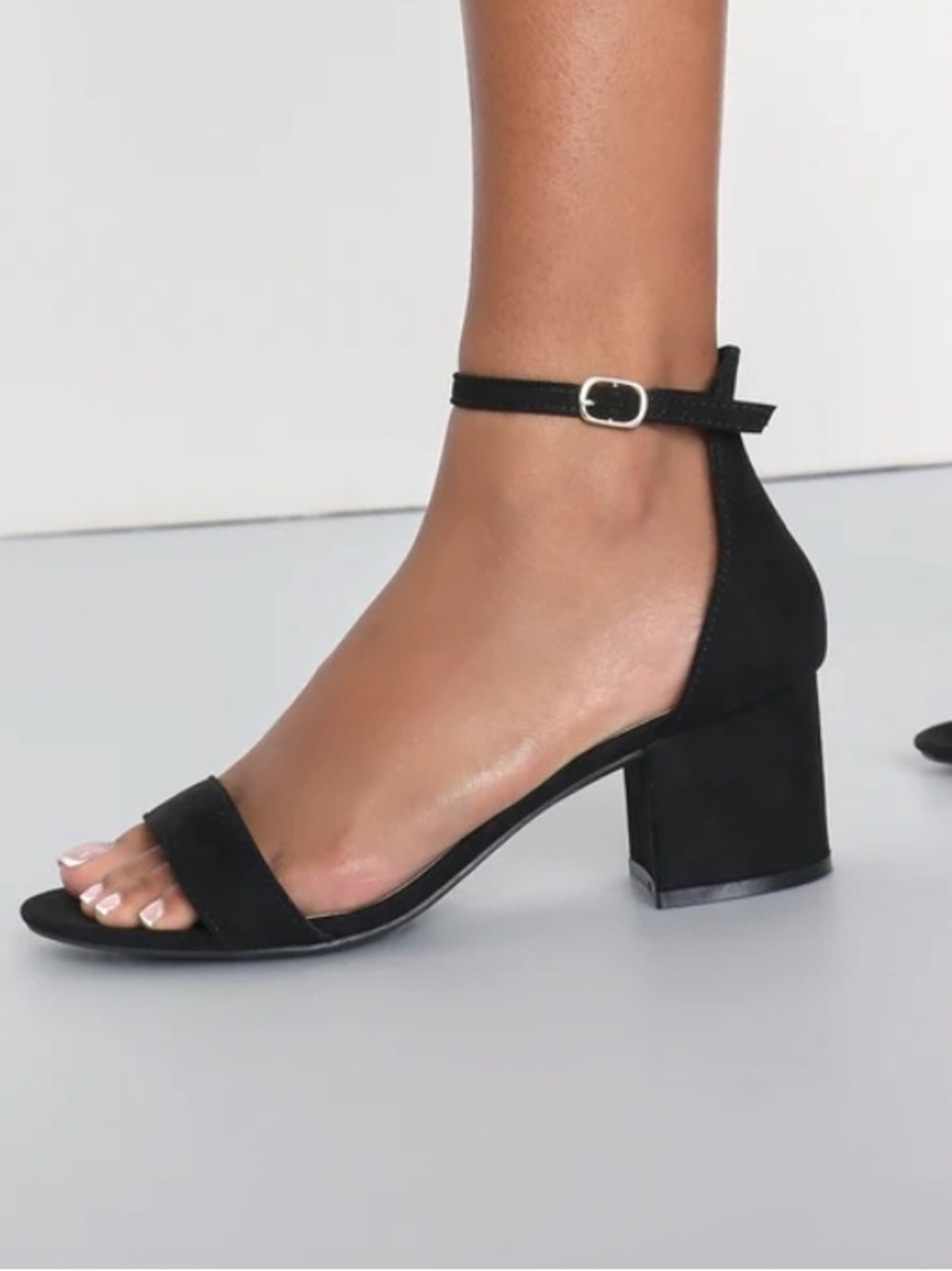 Lulus chic black suede mini heel strappy sandal shoes size 11